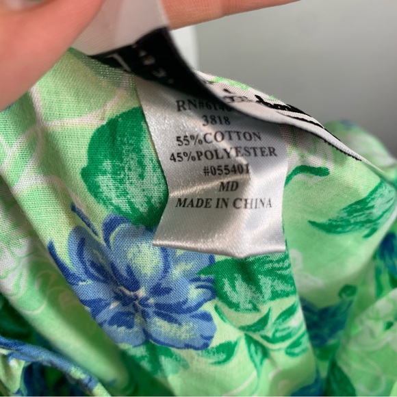 Y2K Anthony Richards Size Medium Md M Floral Green Blue House Dress Sleeveless - Picture 10 of 10